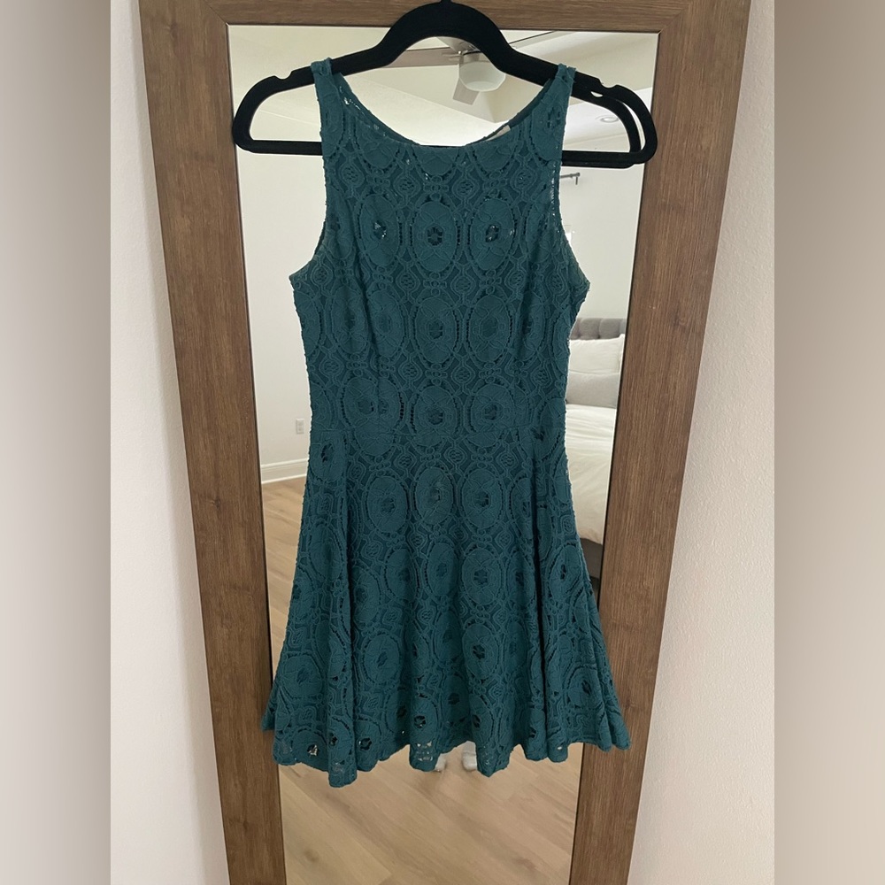 BB Dakota Renley Lace Skater Dress - Teal